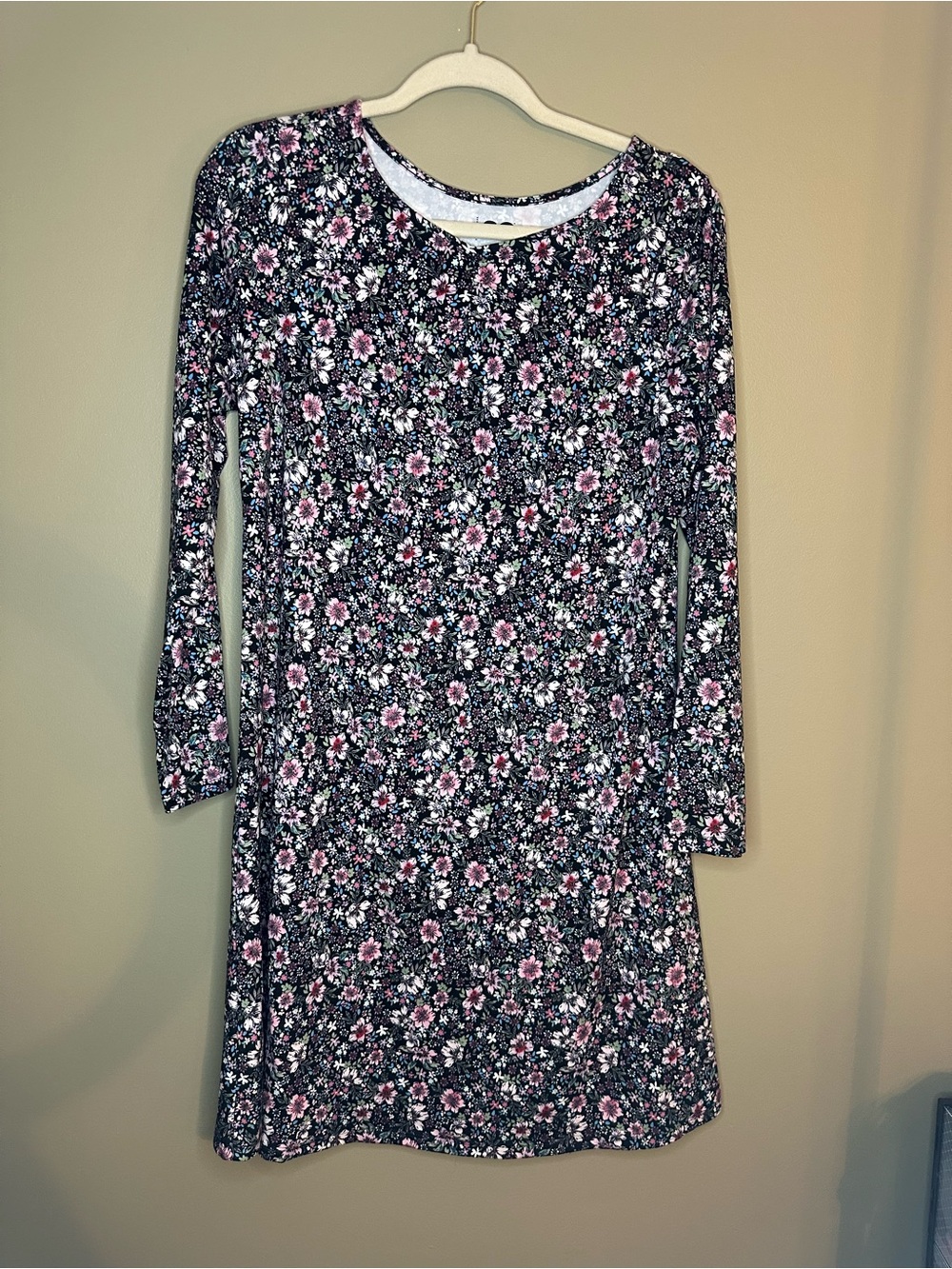 SO Girls Plus 18 XXL Black/Pink Floral Dress Long Sleeve